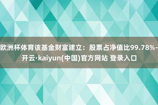 欧洲杯体育该基金财富建立：股票占净值比99.78%-开云·kaiyun(中国)官方网站 登录入口