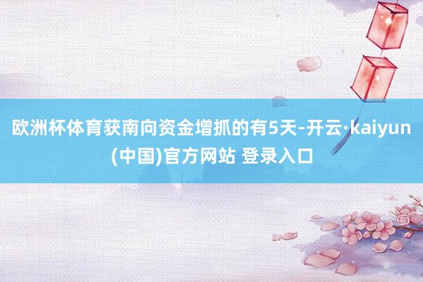 欧洲杯体育获南向资金增抓的有5天-开云·kaiyun(中国)官方网站 登录入口