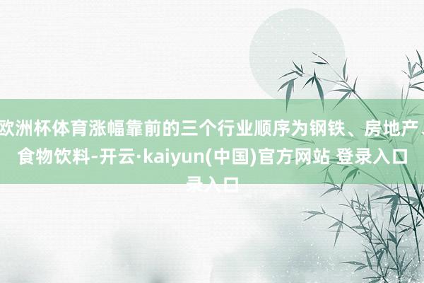 欧洲杯体育涨幅靠前的三个行业顺序为钢铁、房地产、食物饮料-开云·kaiyun(中国)官方网站 登录入口