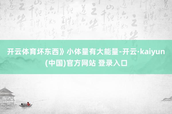 开云体育坏东西》小体量有大能量-开云·kaiyun(中国)官方网站 登录入口