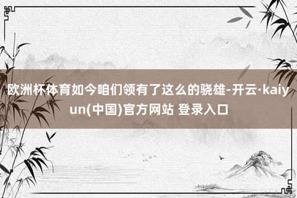 欧洲杯体育如今咱们领有了这么的骁雄-开云·kaiyun(中国)官方网站 登录入口