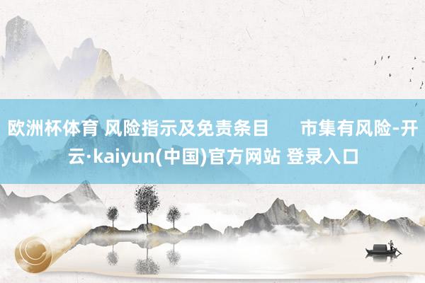 欧洲杯体育 风险指示及免责条目      市集有风险-开云·kaiyun(中国)官方网站 登录入口