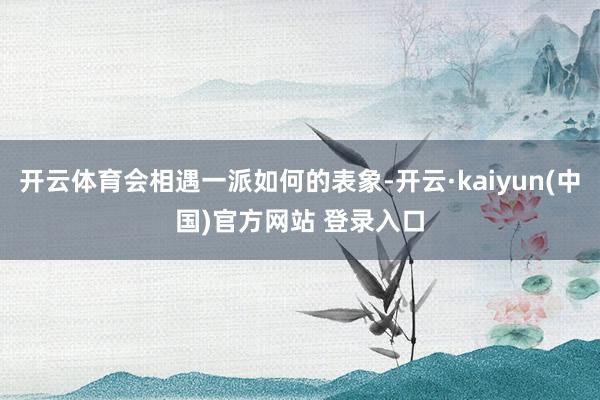 开云体育会相遇一派如何的表象-开云·kaiyun(中国)官方网站 登录入口